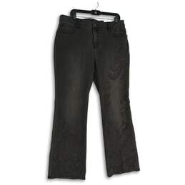NWT Chico's Womens Black Floral 5-Pocket Design Bootcut Leg Jeans Size 14R
