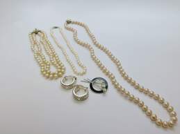 VNTG Silver Tone Faux Pearl, Rhinestone & Enamel Jewelry