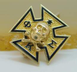 Vintage 14K Yellow Gold Phi Kappa Sigma Skull & Bones Fraternity Pin 2.9g