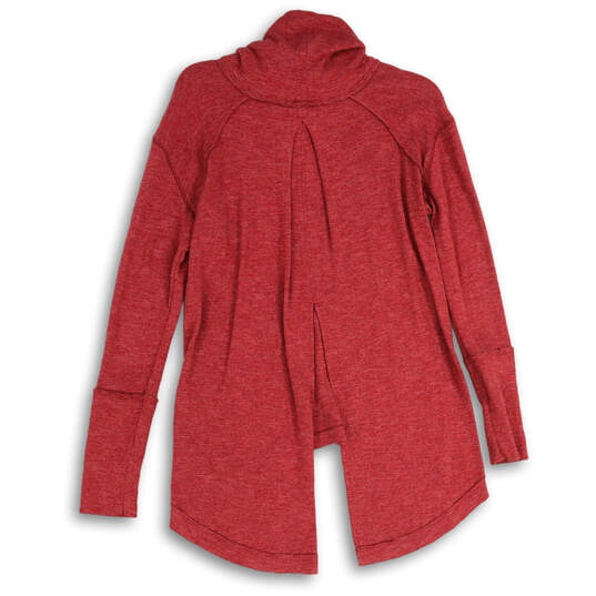 Womens Red Long Sleeve Turtleneck Split Back Hem Pullover Sweater Size S/P image number 2
