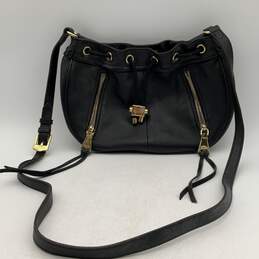 Aimee Kestenberg Womens Black Leather Adjustable Strap Crossbody Bag Purse