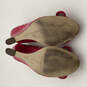 Womens Pink Leather Peep Toe Slip-On Wedge Heel Sandals Size 5.5 image number 6