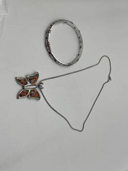 Edforce Womens 925 Sterling Silver Butterfly Necklace & Bracelet Set 56.99g alternative image