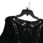 NWT Womens Black Knitted Fringe Round Neck Pullover Sweater Size One Size image number 4