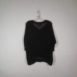 Womens Knitted V-Neck Short Sleeve Semi-Sheer Crochet Pullover Sweater Size M alternative image
