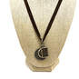 Designer Lucky Brand Two-Tone Leather Strand Hook Clasp Pendant Necklace image number 1