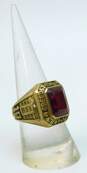 Vintage 10K Gold Faceted Ruby Class Ring 14.4g image number 1