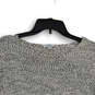 Womens Gray Knitted Round Neck Long Sleeve Pullover Sweater Size Medium image number 3