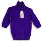 NWT Womens Purple Turtleneck 3/4 Sleeve Knitted Pullover Sweater Size S image number 1