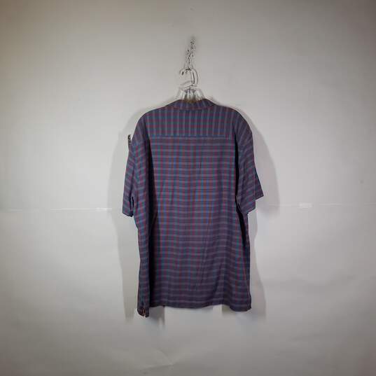 Mens Plaid Short Sleeve Collared Chest Pockets Button-Up Shirt Size XL image number 2