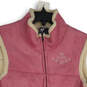Womens Pink Mock Neck Sleeveless Full-Zip Vest Size X-Large image number 3