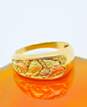 10K Yellow & Rose Gold Etched Grape Leaves Cluster Tapered Band Ring 3.5g image number 2