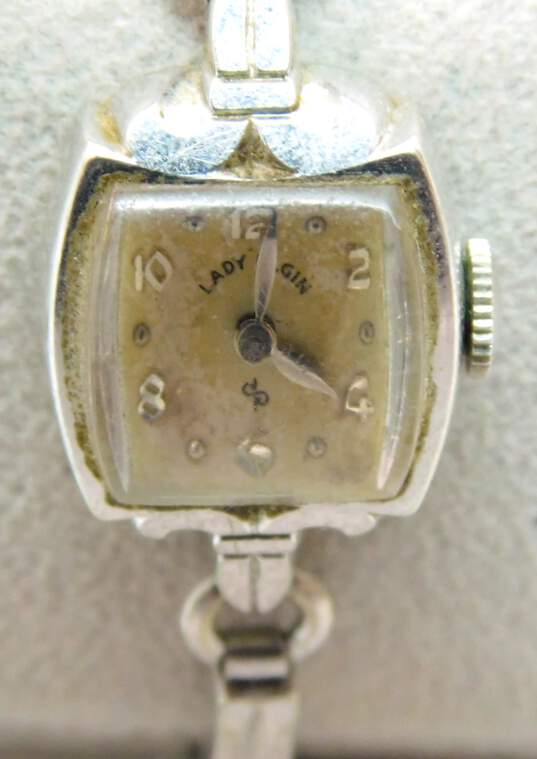 Women's VNTG Elgin White Gold Filled 21j Mechanical Watch image number 3
