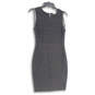 Womens Black Round Neck Sleeveless Back Zip Bodycon Dress Size PS image number 1