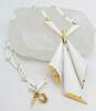 Vintage Crown Trifari Gold Tone & White Enamel Abstract Necklace 25.0g image number 1