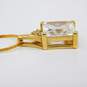 14K Gold Cubic Zirconia Faceted Square & Accents Pendant C Link Chain Necklace 5.3g image number 2