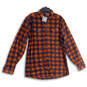 Men's Brown Blue Long Sleeve Spread Collared Button-Up Shirt Size LT image number 1