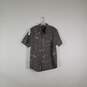 Mens Geometric Collared Short Sleeve Chest Pockets Button-Up Shirt Size L image number 1