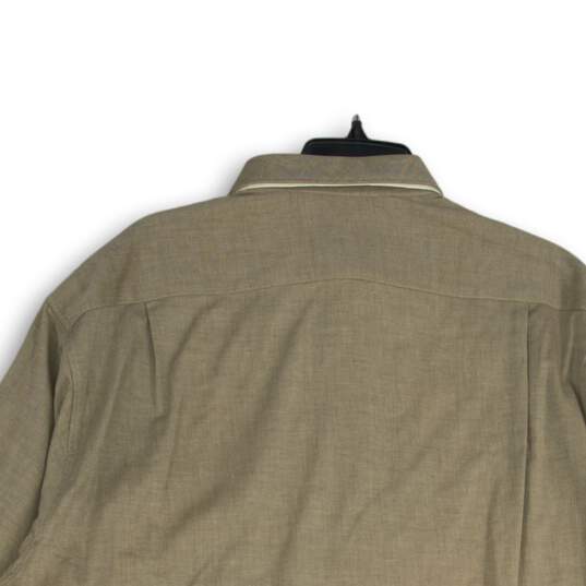 NWT Calvin Klein Mens Beige Pointed Collar Long Sleeve Button-Up Shirt Sz 34/35 image number 4