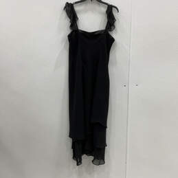 Womens Black Ruffled Strap Square Neck Layered Hem Sheath Dress Size 12 alternative image