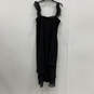 Womens Black Ruffled Strap Square Neck Layered Hem Sheath Dress Size 12 image number 2