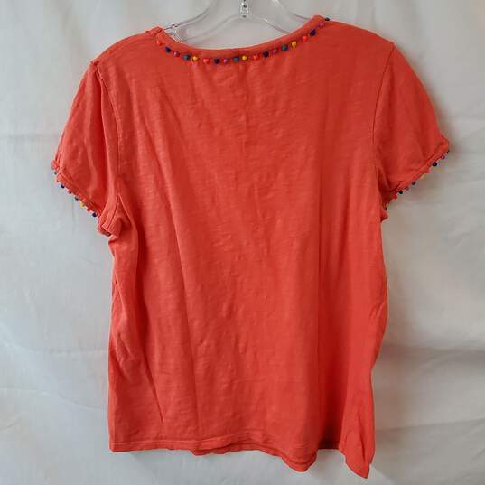 Boden Orange T-Shirt Pom Pom Embellishment Size M image number 2