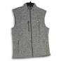 Mens Gray Heather Mock Neck Sleeveless Full-Zip Fleece Vest Size Medium image number 1