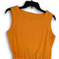 Womens Orange Sleeveless Round Neck Pleated Short Blousen Dress Size 2 image number 3