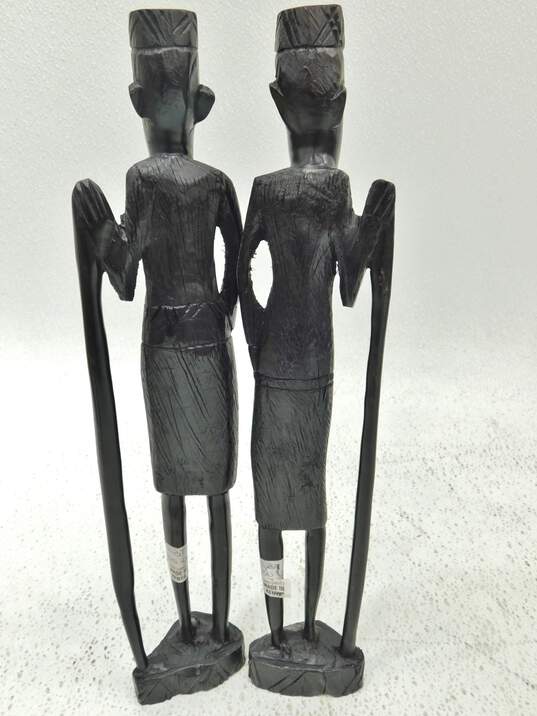 African Tribal Warrior Men And Women Hand Carved Statue Figures Made In Kenya image number 6
