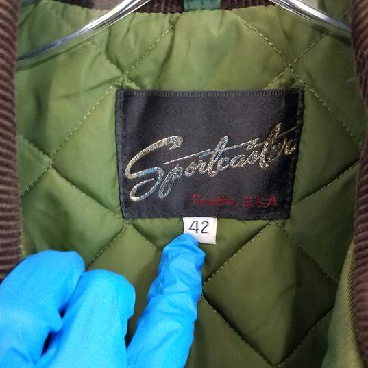 Vintage Sportscaster metallic green quilted men's chore jacket size 42 image number 4