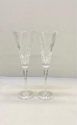 Waterford Champaign Pair of Crystal 12th Edition Holiday Etched Glassware