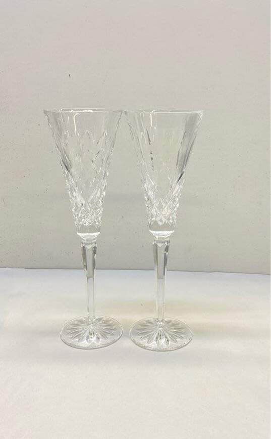 Waterford Champaign Pair of Crystal 12th Edition Holiday Etched Glassware image number 1