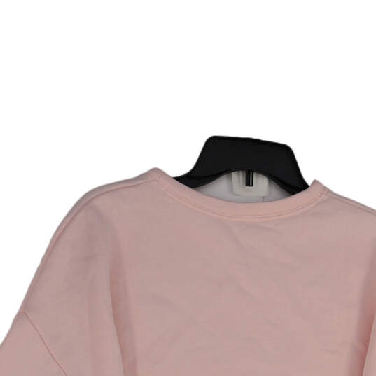 Womens Pink Long Sleeve Crew Neck Tie Waist Pullover Sweatshirt Size Large image number 4