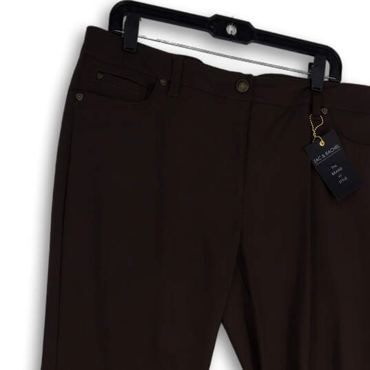 NWT Womens Brown Flat Front Pockets Regular Fit Slim Leg Chino Pants Sz 14 image number 3