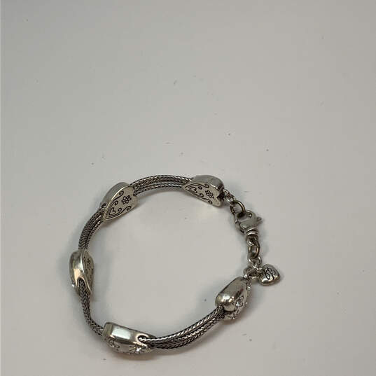 Designer Brighton Silver-Tone Etched Heart Lobster Wheat Chain Bracelet image number 2