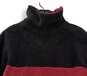 Mens Red Black Long Sleeve Mock Neck 1/4 Zip Pullover Sweater Size Large image number 4