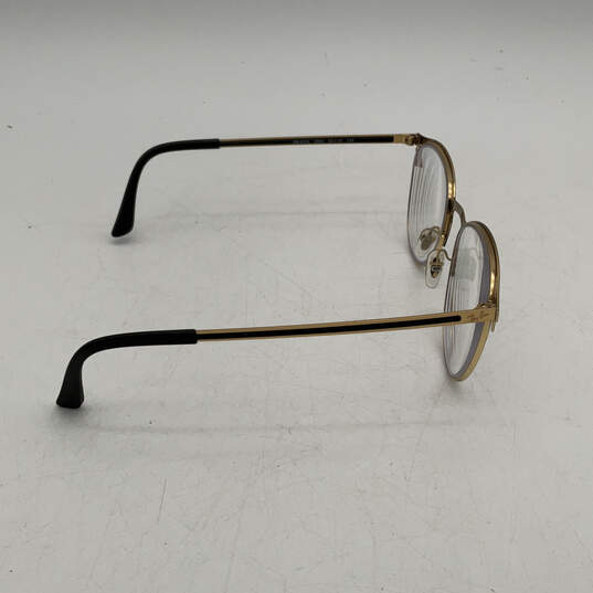 Mens RB6375 Black Gold Metal Full Rim Round Eyeglasses Frames Only w/ Box image number 5