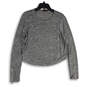 Womens Gray Heather Zip Detail Long Sleeve Round Neck Blouse Top Size S image number 1