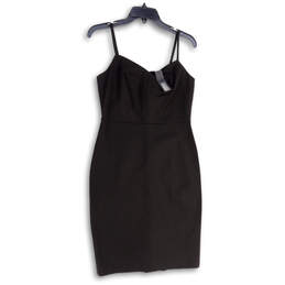 NWT Womens Black Adjustable Strap Knee Length Back Zip Bodycon Dress Size 6