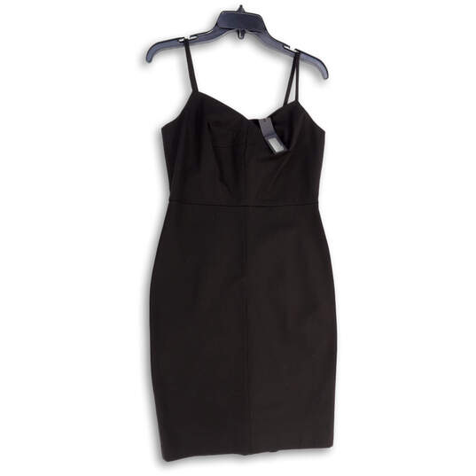 NWT Womens Black Adjustable Strap Knee Length Back Zip Bodycon Dress Size 6 image number 1