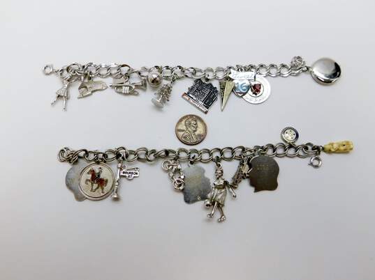 Vintage Silver Tone Travel Charm Bracelets 62.6g image number 5
