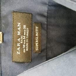 Zara Man Button Up Size M Navy Blue alternative image