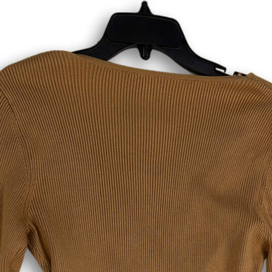 NWT Womens Brown Surplice Neck Long Sleeve Pullover Sweater Size Large image number 4