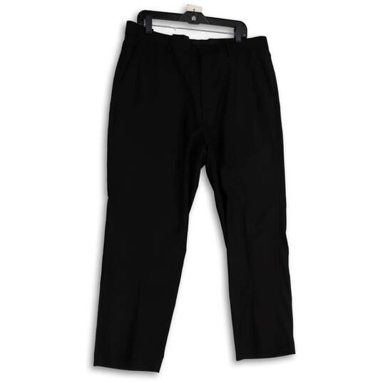 NWT Mens Black Flat Front Slash Pocket Straight Leg Dress Pants Size 36x30 image number 1