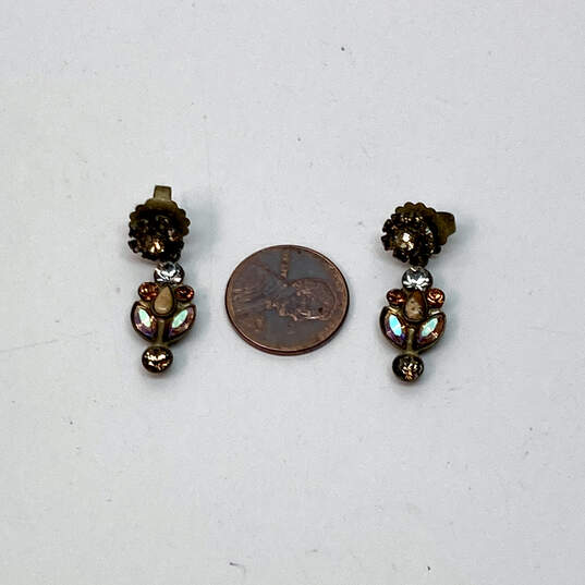 Designer Sorrelli Gold-Tone Fashionable Multicolor Stone Drop Earrings image number 3