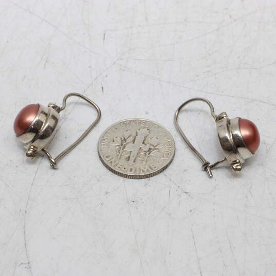 Sarda Signed Sterling Silver Pearl Earrings - 5.3g image number 3