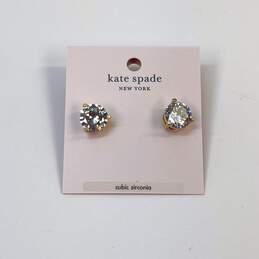 Designer Kate Spade New York Gold-Tone Crystal Cut Stone Stud Earring
