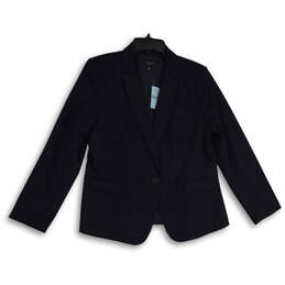 NWT Womens Blue Long Sleeve Notch Lapel One Button Blazer Size 14P