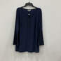 Womens Blue Elegant Round Neck Long Bell Sleeve Pullover Blouse Top Size 1X image number 1