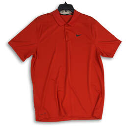 Mens Red Spread Collar Short Sleeve Golf Polo Shirt Size Large